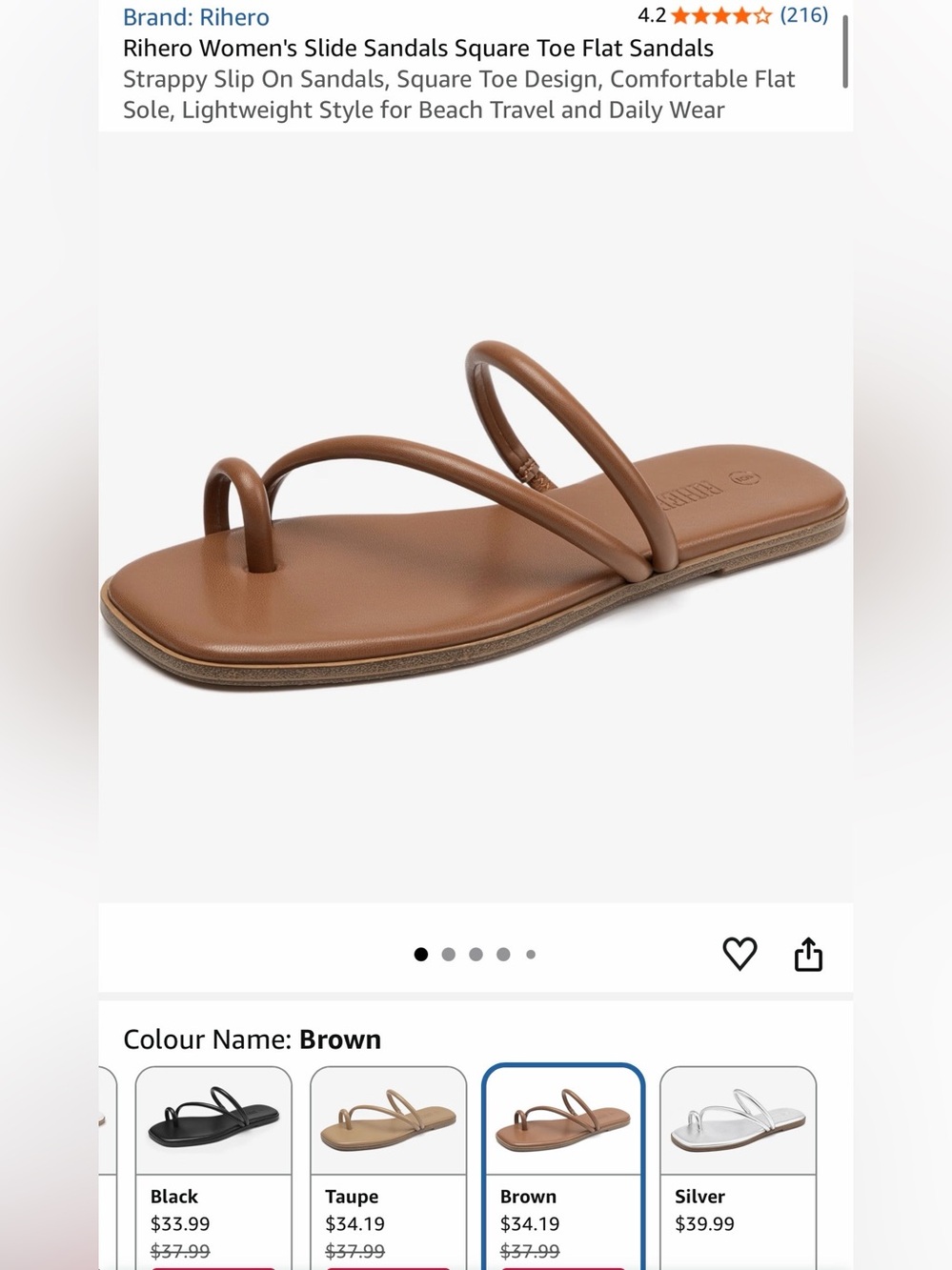 Rihero Women’s Brown Square Toe Sandals